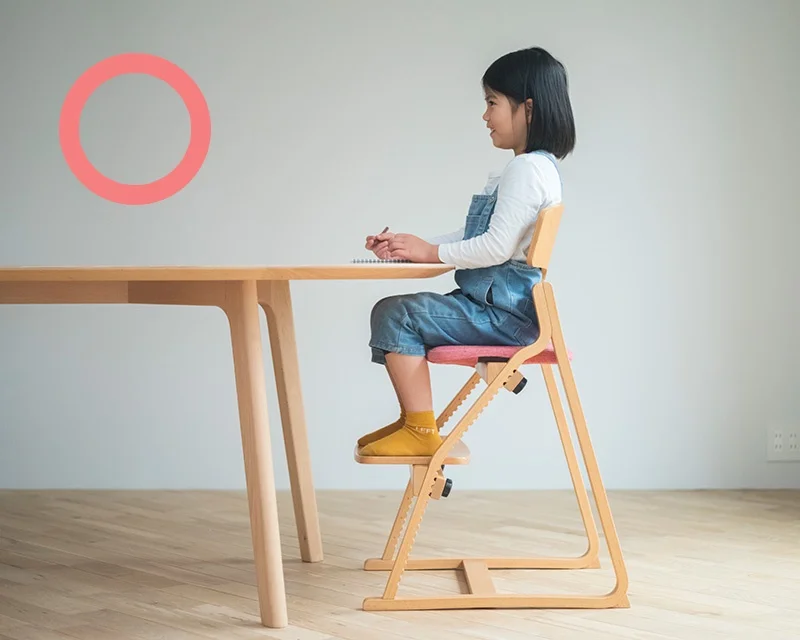 肘と膝がほぼ直角になった正しい状態。
